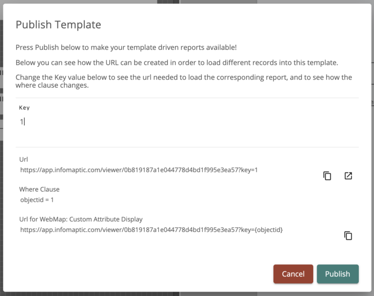 infomaptic publish screen